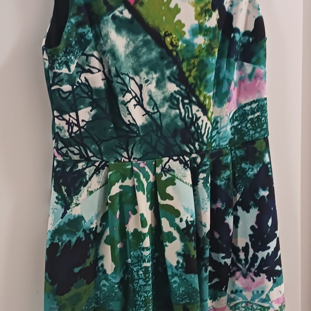 Cynthia Rowley Vibrant Green and Blue Midi Dress
